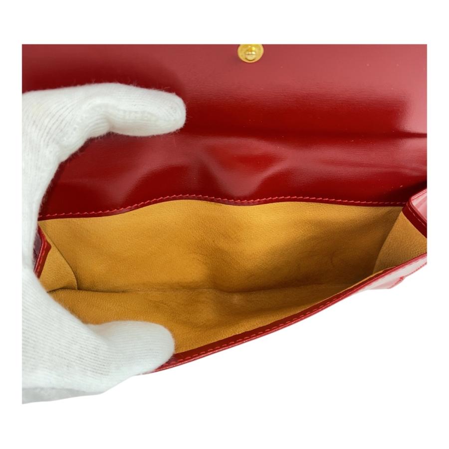 GUCCI 美品 グッチ レッド ゴールド金具 レザー 035 3231 1840 0 長  