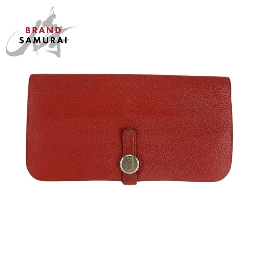 エルメス ドゴンロング 二つ折り長財布 ロングウォレット レッド 小銭  