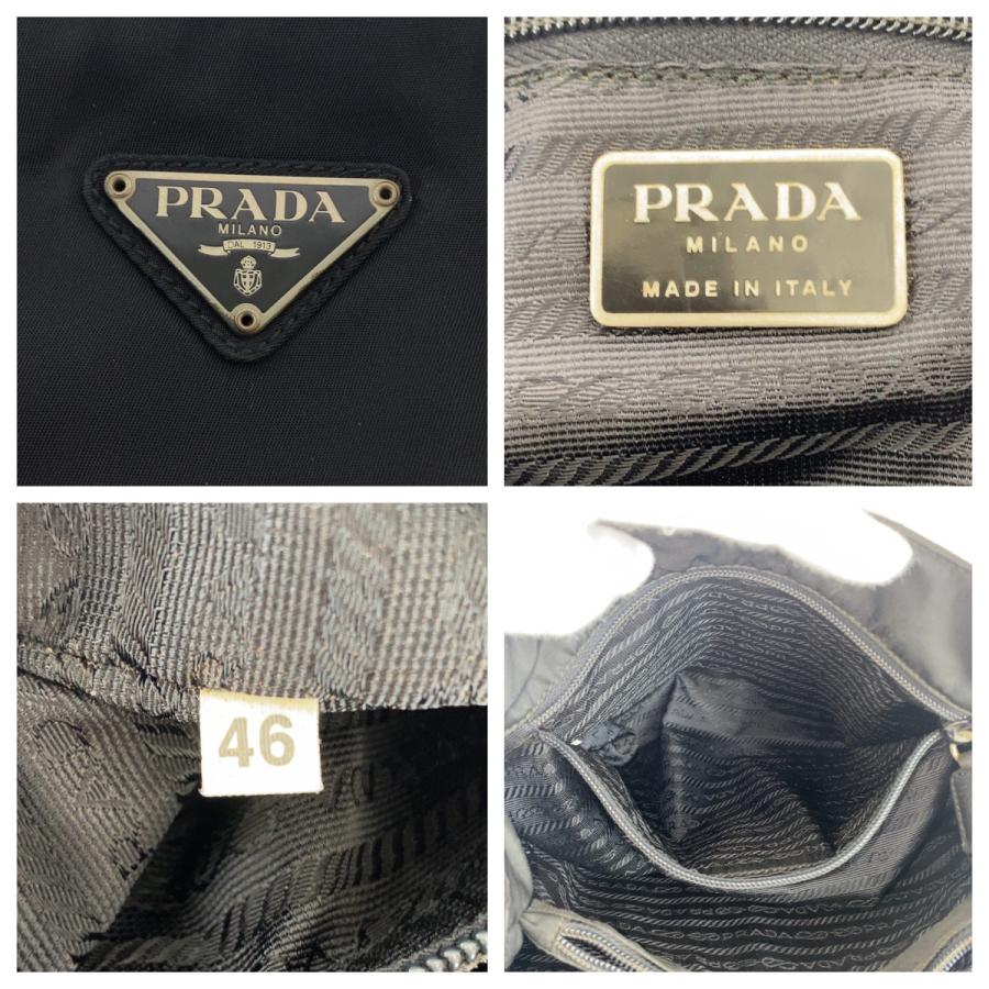 PRADA（プラダ） テスート 三角ロゴプレート ブラック 黒 シルバー金具