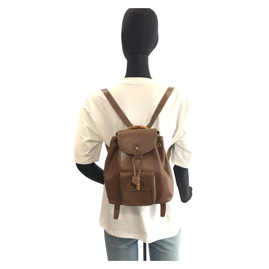 GUCCI グッチ バンブー ブラウン ゴールド金具 レザー 003 2034 0030 リュック バックパック レディース 504800_7