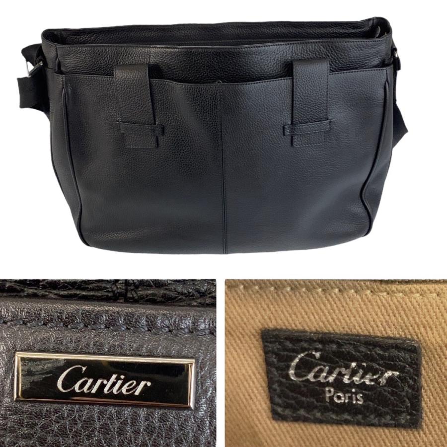 美品 CARTIER カルティエ マルチェロ ダークブラウン シルバー金具 レザー ショルダーバッグ メッセンジャーバッグ メンズ 504825 【中古】 Cartier（カルティエ） 美品 マルチェロ ダークブラウン シルバー金具