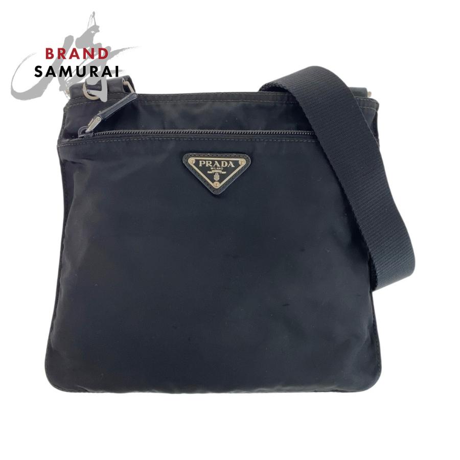 PRADA プラダ テスート 三角ロゴプレート ブラック 黒 シルバー金具