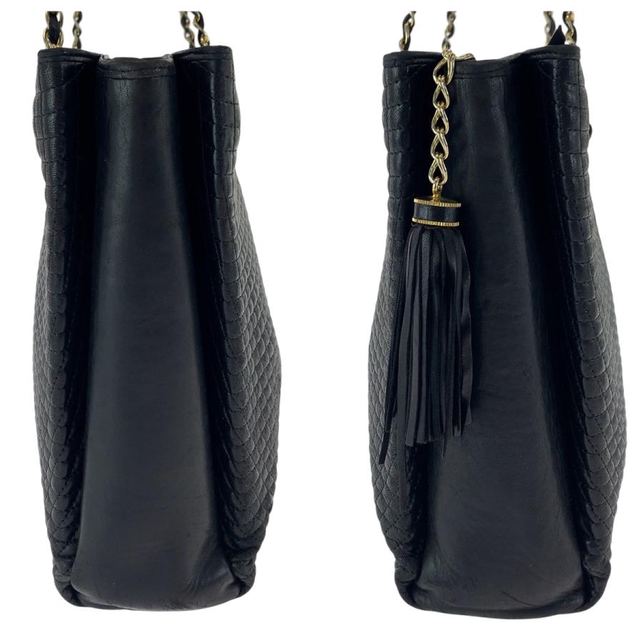 【極美品】バリー トートバッグ キルティング レザー 手提げ 黒 A4可 通勤 Bally BALLY バリー ヴィンテージ キルティング フリンジ