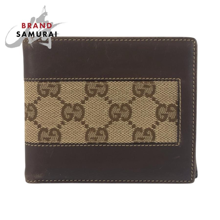 GUCCI（グッチ） ブラウン ベージュ GGキャンバス/レザー 124547 折