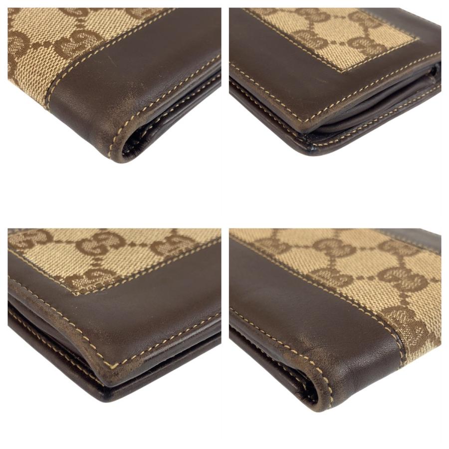 GUCCI グッチ ブラウン ベージュ GGキャンバス /レザー 124547 折財布 コンパクトウォレット メンズ 504876 【中古】 GUCCI（グッチ） ブラウン ベージュ GGキャンバス/レザー 124547 折