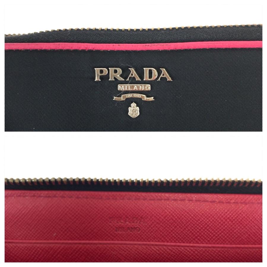 PRADA 美品 プラダ テスート ブラック ピンク シルバー金具 ナイロン  