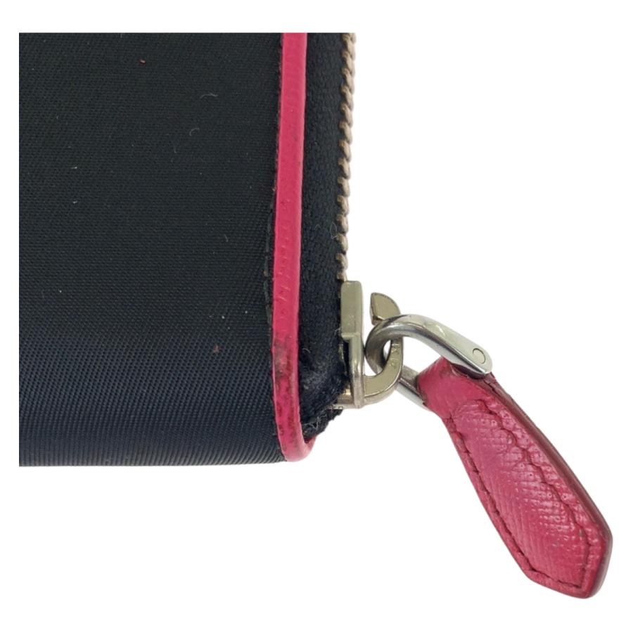 PRADA 美品 プラダ テスート ブラック ピンク シルバー金具 ナイロン  