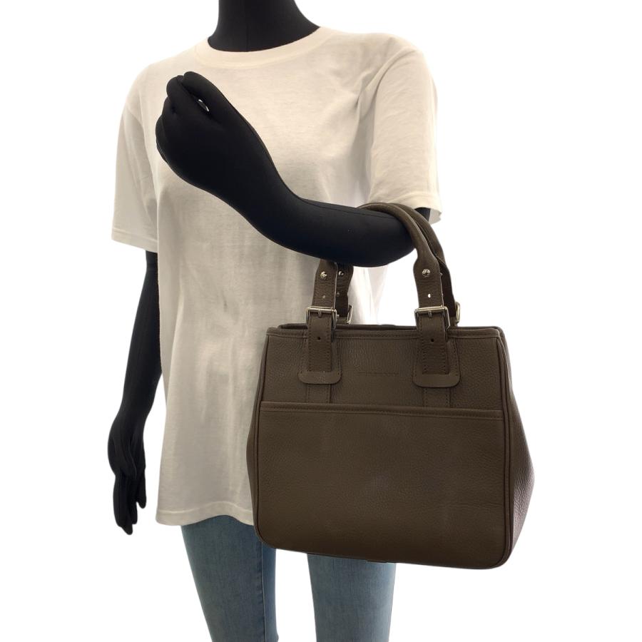 BURBERRY（バーバリー） 中チェック柄 ブラウン シルバー金具 レザー