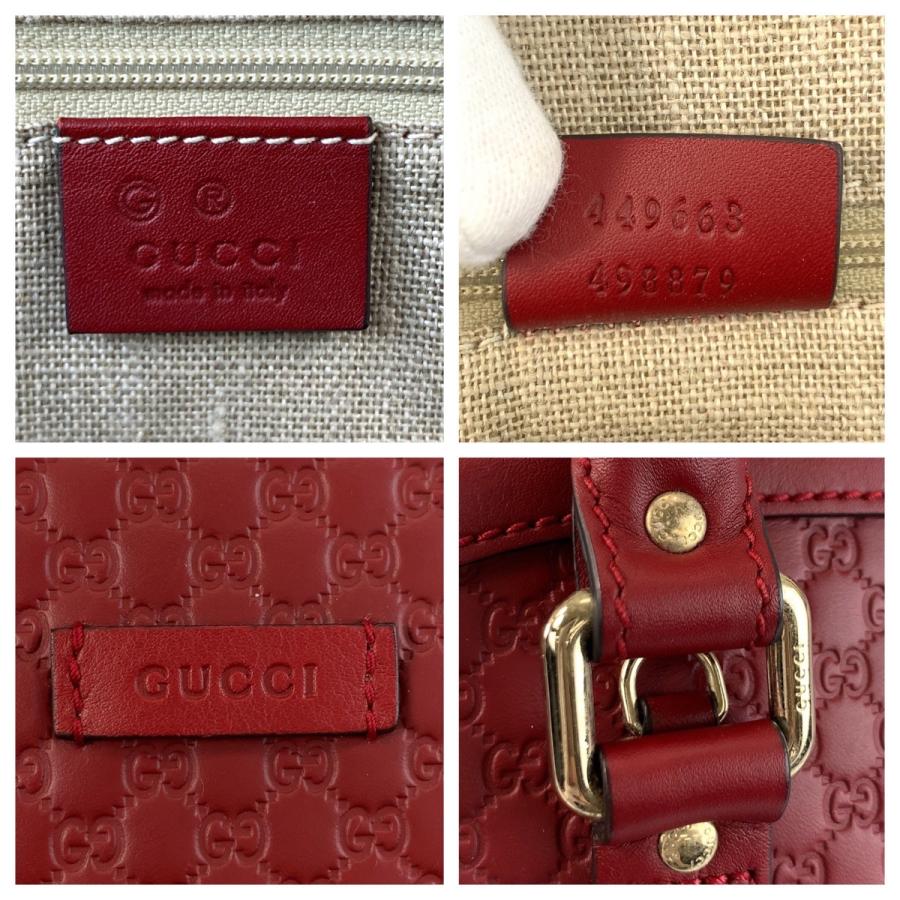 GUCCI（グッチ） 美品 マイクログッチシマ レッド ゴールド金具 レザー 