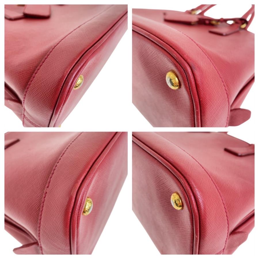 PRADA プラダ サフィアーノ 三角ロゴプレート レッド ゴールド金具 レザー ハンドバッグ ショルダーバッグ 2WAY レディース 504992