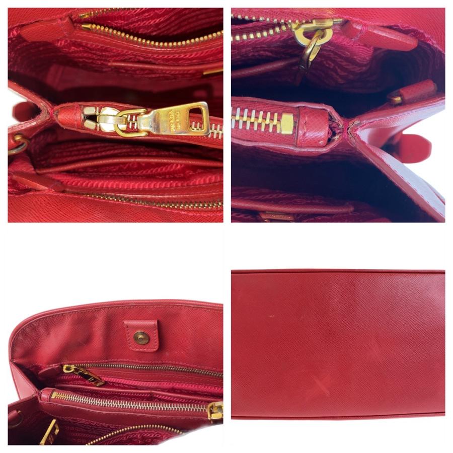 PRADA プラダ サフィアーノ 三角ロゴプレート レッド ゴールド金具 レザー ハンドバッグ ショルダーバッグ 2WAY レディース 504992
