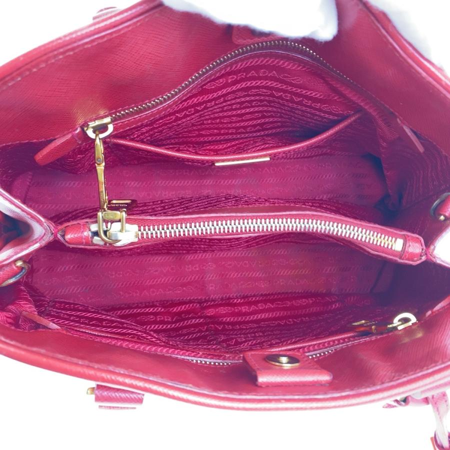 PRADA プラダ サフィアーノ 三角ロゴプレート レッド ゴールド金具 レザー ハンドバッグ ショルダーバッグ 2WAY レディース 504992