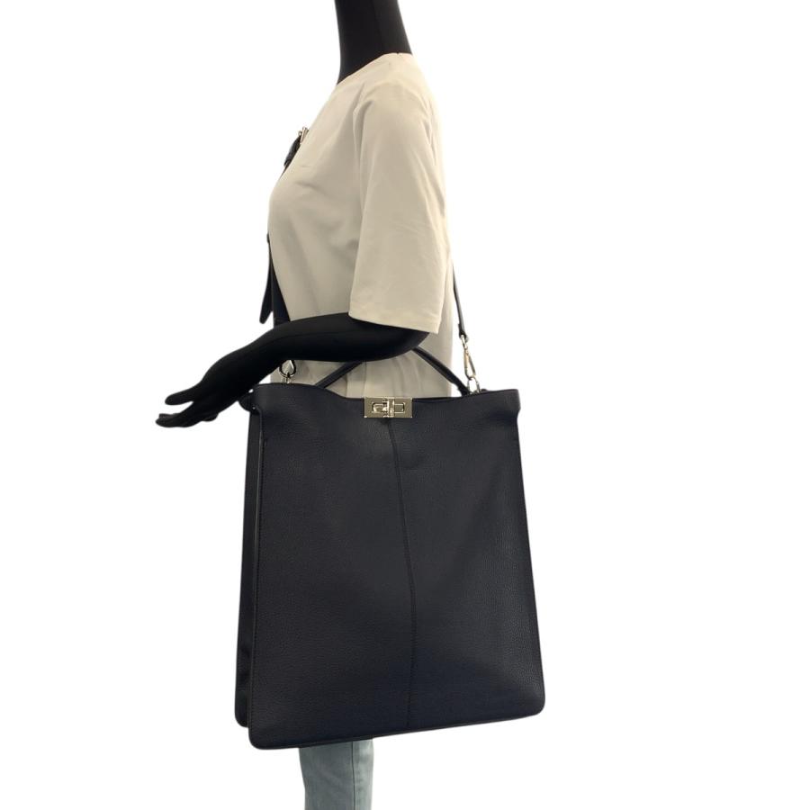 美品 FENDI フェンディ ピーカブー アイシーユー  ネイビー シルバー金具 レザー ショルダーバッグ トートバッグ 2way メンズ 505131 | FENDI | 06