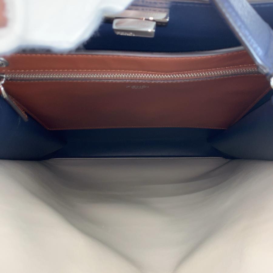 美品 FENDI フェンディ ピーカブー アイシーユー  ネイビー シルバー金具 レザー ショルダーバッグ トートバッグ 2way メンズ 505131 | FENDI | 08