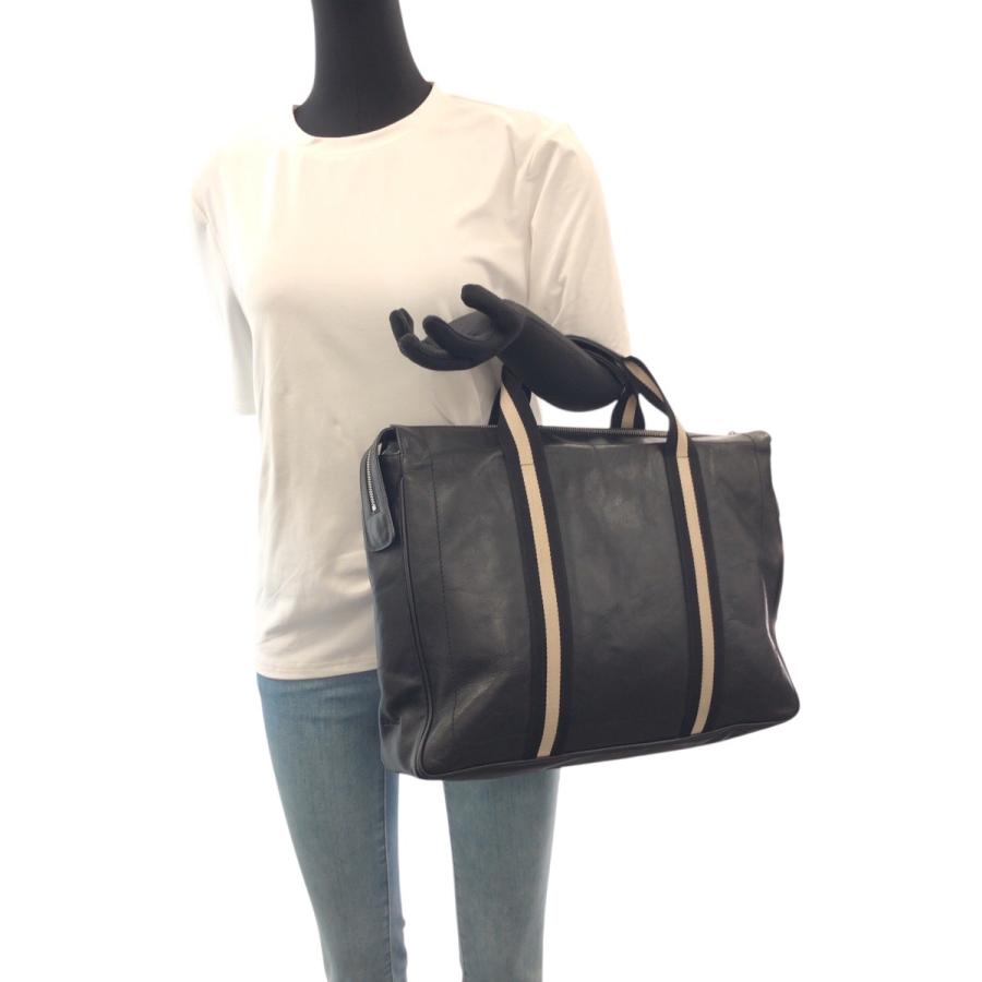 美品 BALLY バリー トレインスポッティング ブラック 黒 ホワイト シルバー金具 レザー ビジネスバッグ ブリーフケース メンズ 505158 | Bally | 04
