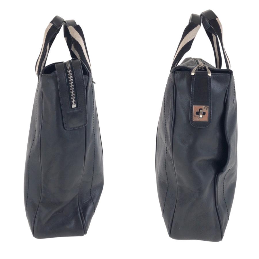 美品 BALLY バリー トレインスポッティング ブラック 黒 ホワイト シルバー金具 レザー ビジネスバッグ ブリーフケース メンズ 505158 | Bally | 05
