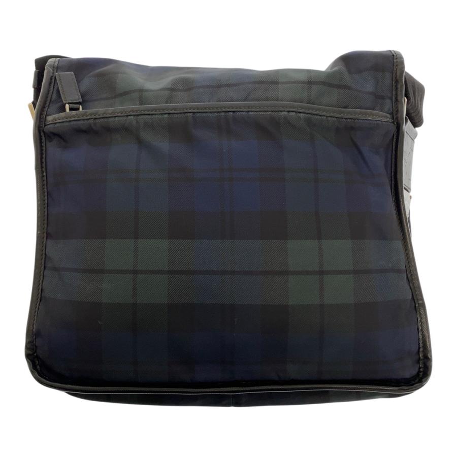 美品 PRADA プラダ テスート 三角ロゴプレート チェック柄 緑 青 黒 シルバー金具 ナイロン ショルダーバッグ メンズ 505201_1