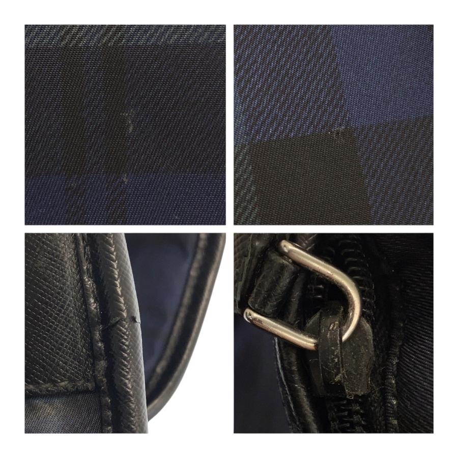美品 PRADA プラダ テスート 三角ロゴプレート チェック柄 緑 青 黒 シルバー金具 ナイロン ショルダーバッグ メンズ 505201_5