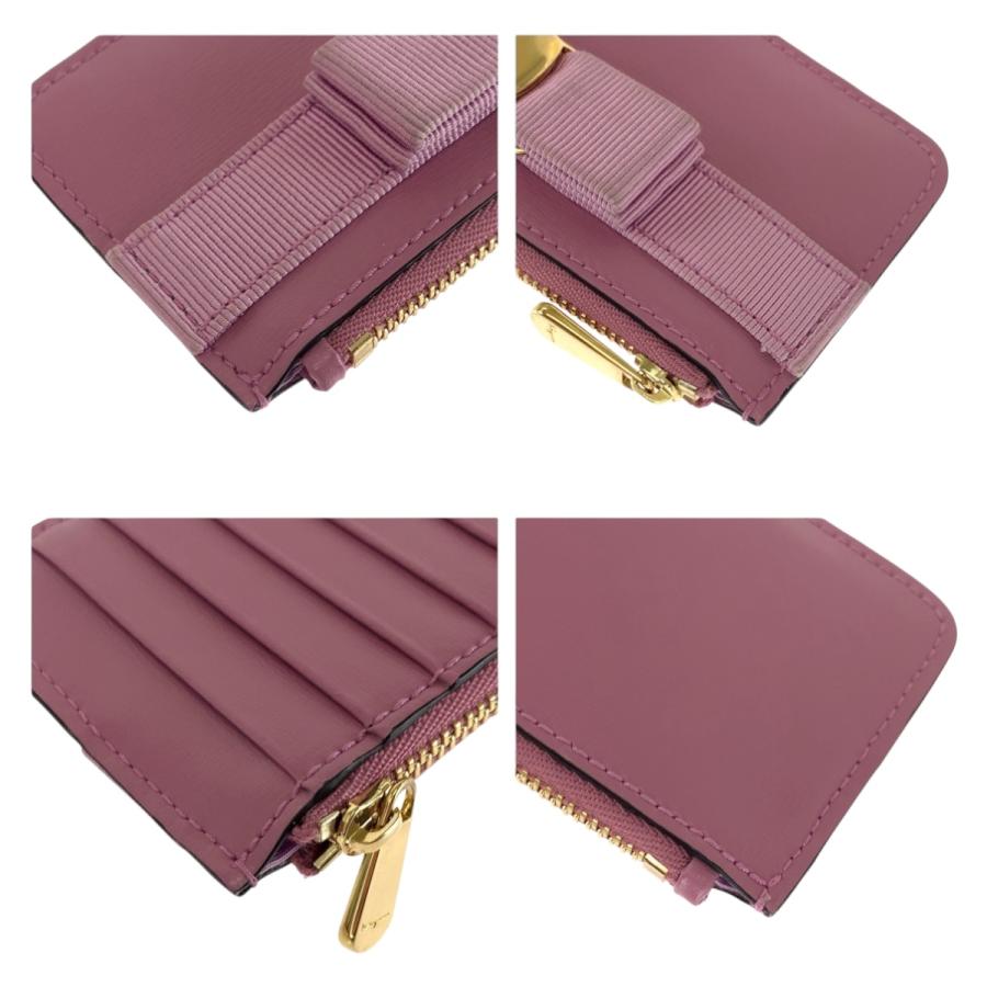 美品 Salvatore Ferragamo サルヴァトーレフェラガモ ヴィラリボン ピンク ゴールド金具 レザー コインケース フラグメントケース 505202 |  | 03