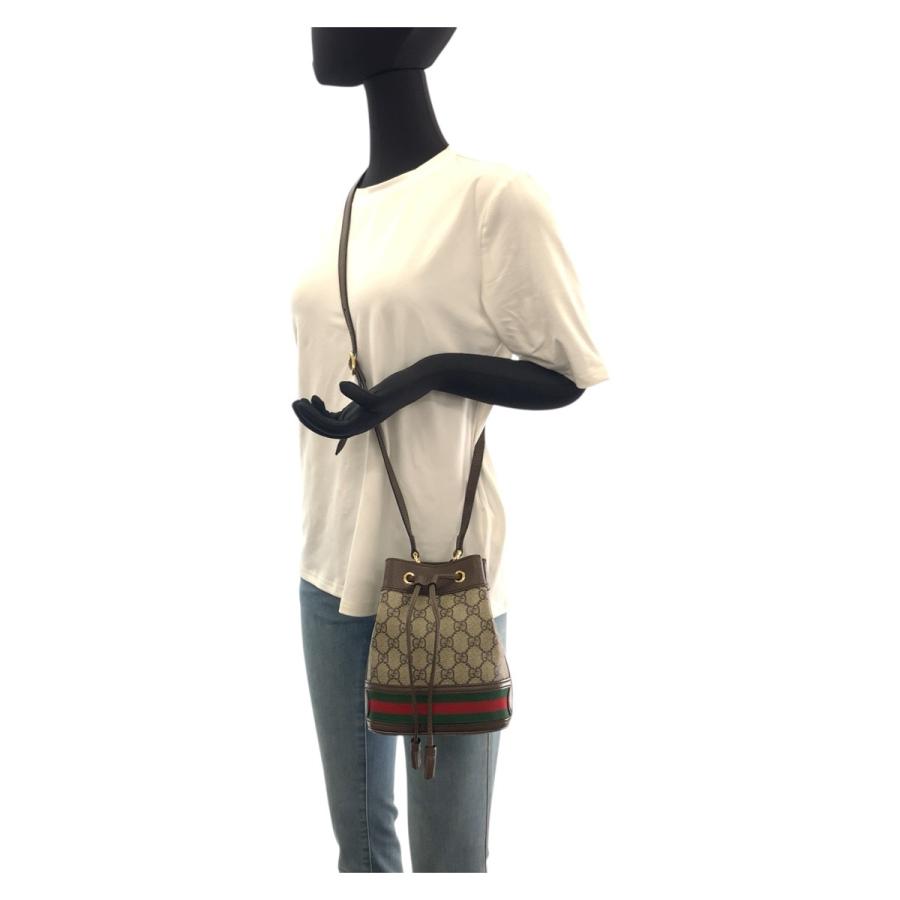 美品 GUCCI グッチ オフィディア ブラウン ゴールド金具 GGスプリームキャンバス/レザー 550620 ショルダーバッグ ポシェット 巾着 505290