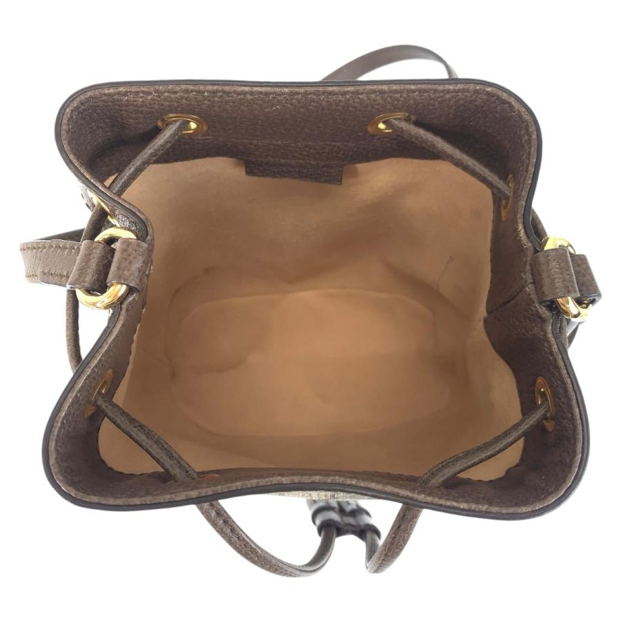 美品 GUCCI グッチ オフィディア ブラウン ゴールド金具 GGスプリームキャンバス/レザー 550620 ショルダーバッグ ポシェット 巾着 505290
