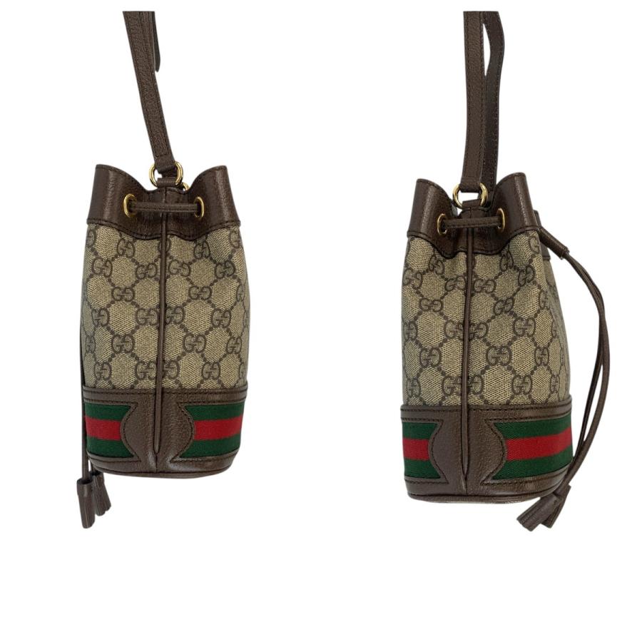 美品 GUCCI グッチ オフィディア ブラウン ゴールド金具 GGスプリームキャンバス/レザー 550620 ショルダーバッグ ポシェット 巾着 505290