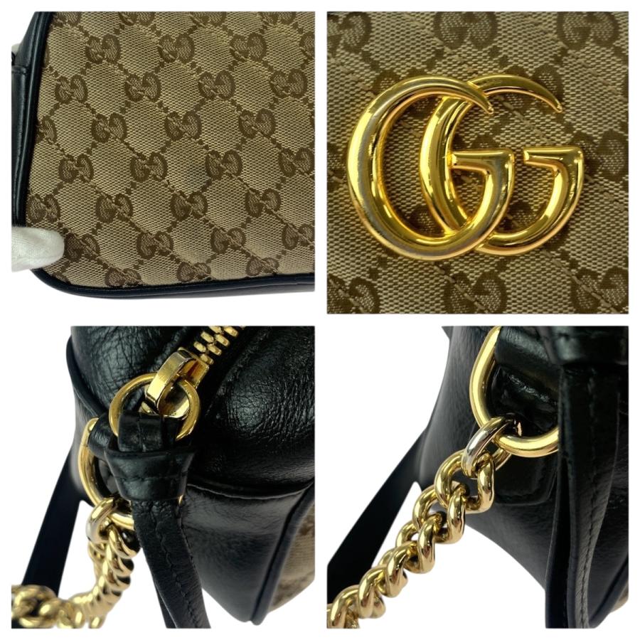美品 GUCCI グッチ GGマーモント キルティング ベージュ ブラウン ゴールド金具 GGキャンバス 447632 ショルダーバッグ レディース 505319_4