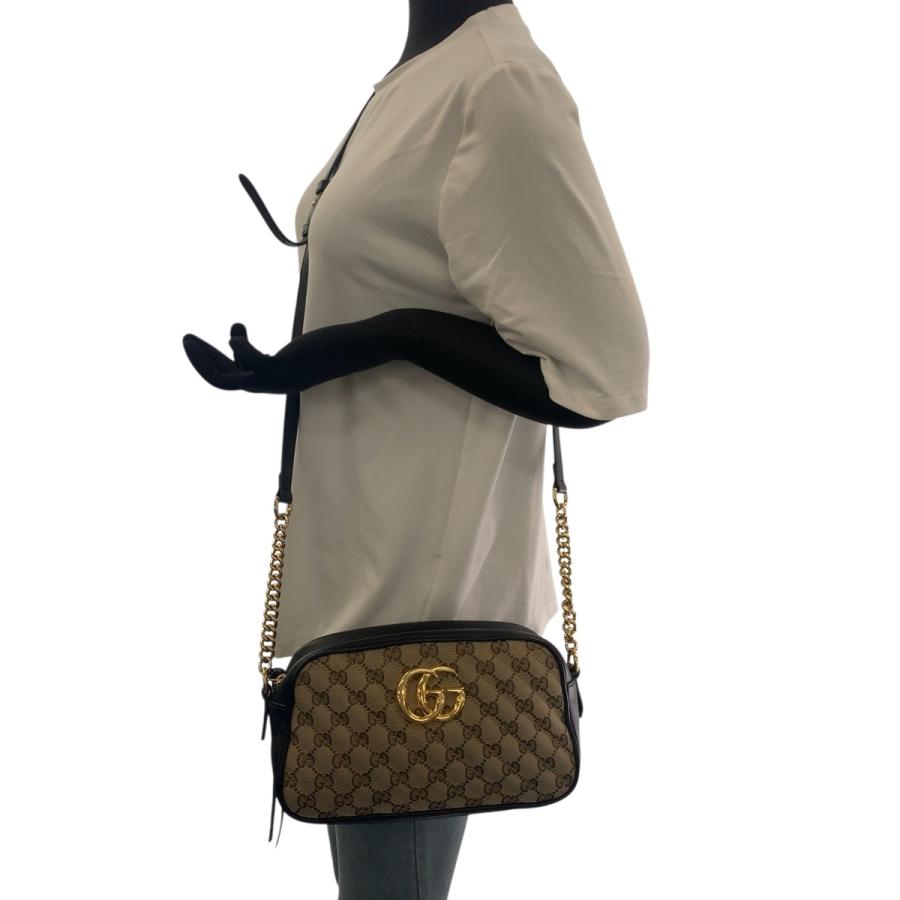 美品 GUCCI グッチ GGマーモント キルティング ベージュ ブラウン ゴールド金具 GGキャンバス 447632 ショルダーバッグ レディース 505319_6