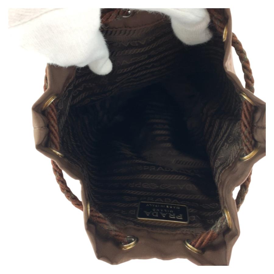 PRADA プラダ テスート ロゴ ブラウン ゴールド金具 ナイロン ポーチ  