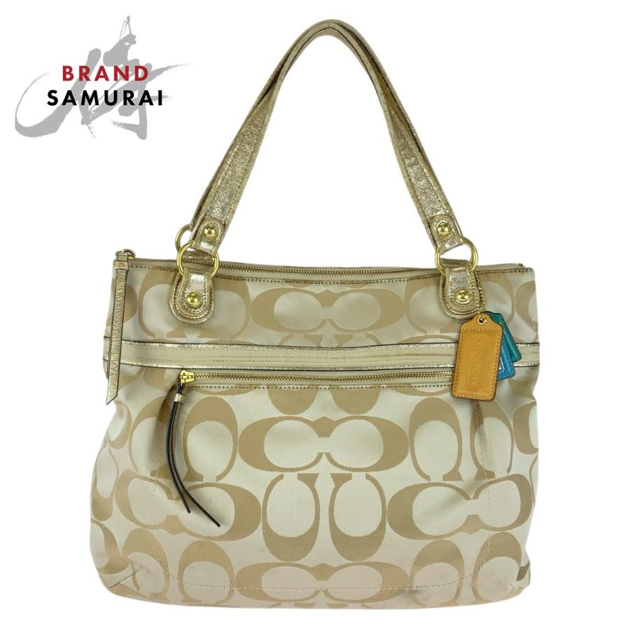 COACH（コーチ） シグネチャー ベージュ ゴールド キャンバス/レザー