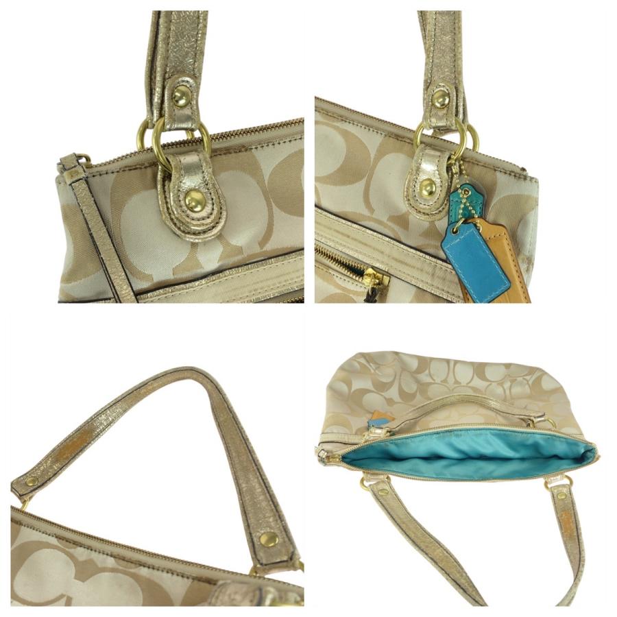 COACH（コーチ） シグネチャー ベージュ ゴールド キャンバス/レザー
