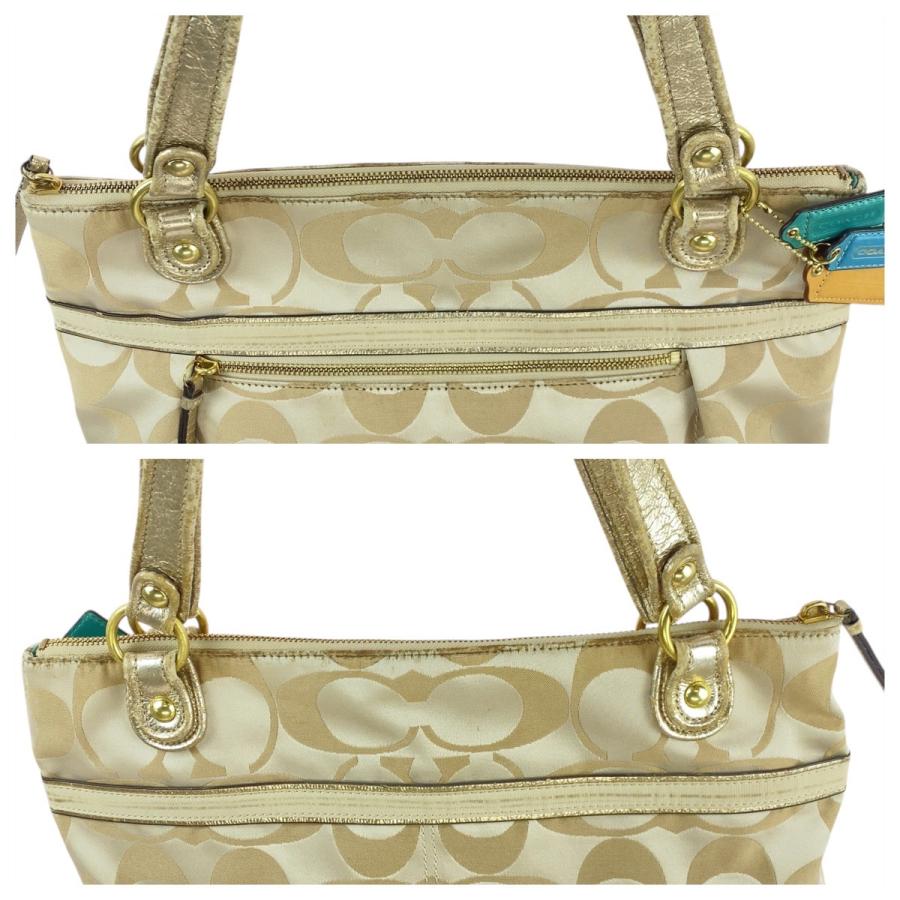 COACH（コーチ） シグネチャー ベージュ ゴールド キャンバス/レザー