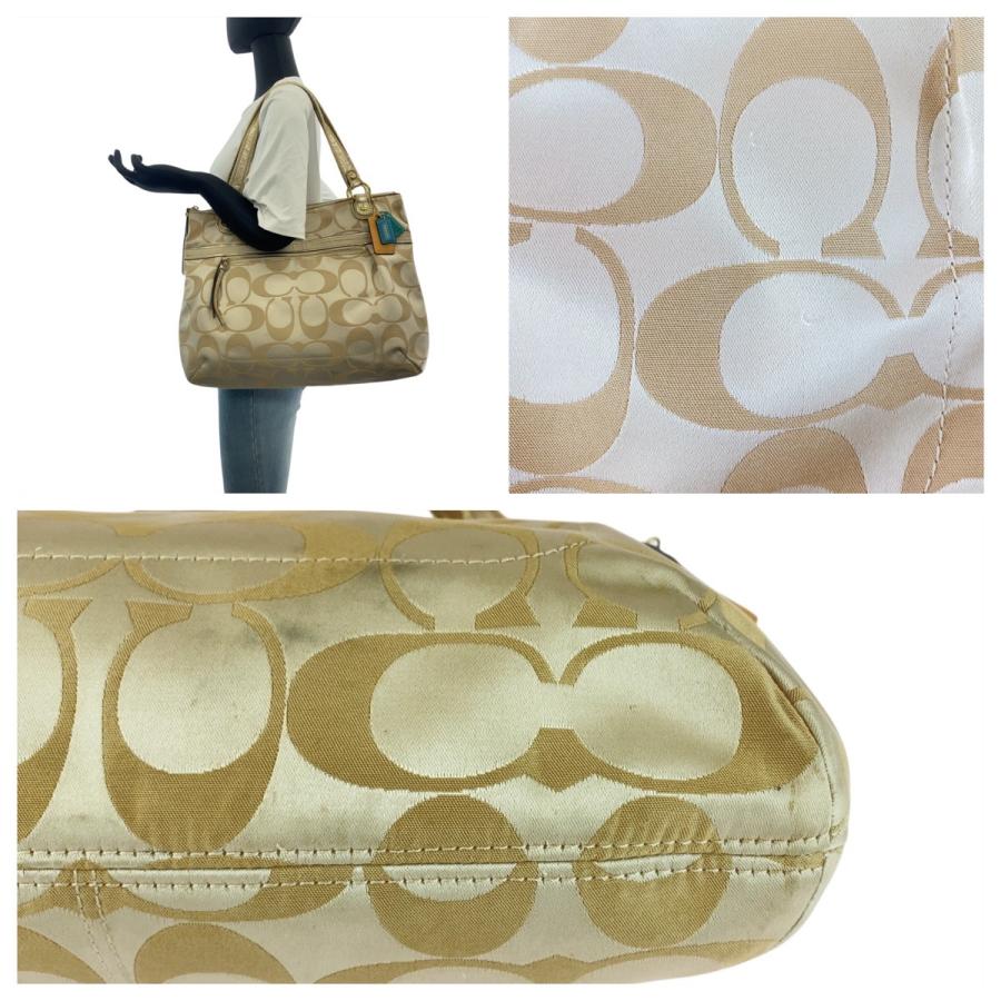 COACH（コーチ） シグネチャー ベージュ ゴールド キャンバス/レザー