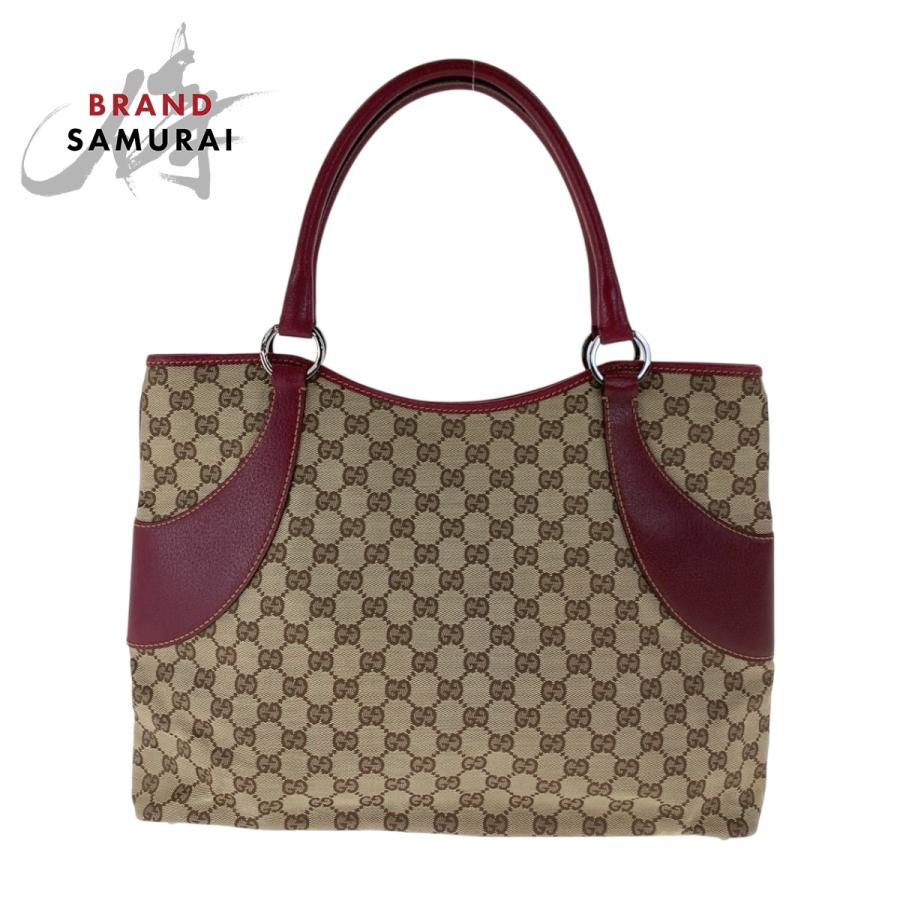 美品 GUCCI グッチ ベージュ レッド シルバー金具 GGキャンバス 113061 トートバッグ ショルダーバッグ レディース 505362 | GUCCI