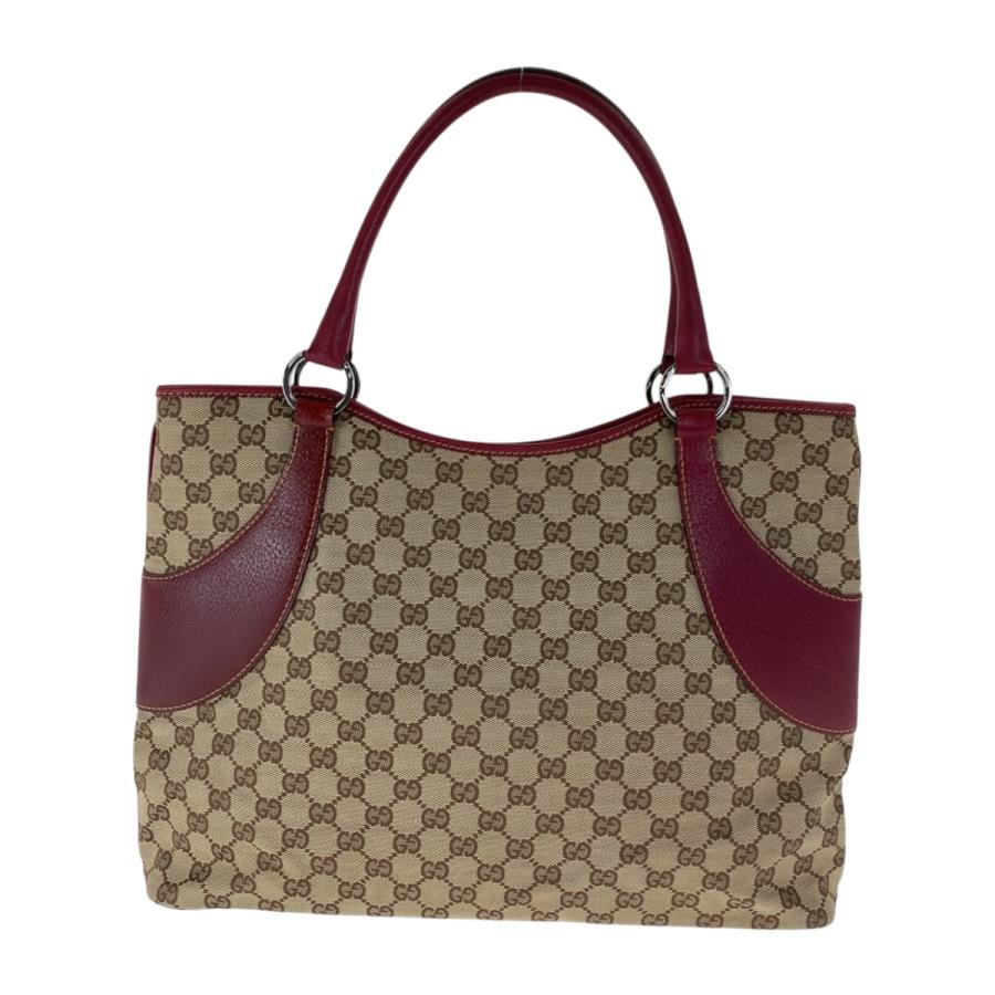 美品 GUCCI グッチ ベージュ レッド シルバー金具 GGキャンバス 113061 トートバッグ ショルダーバッグ レディース 505362 | GUCCI | 01