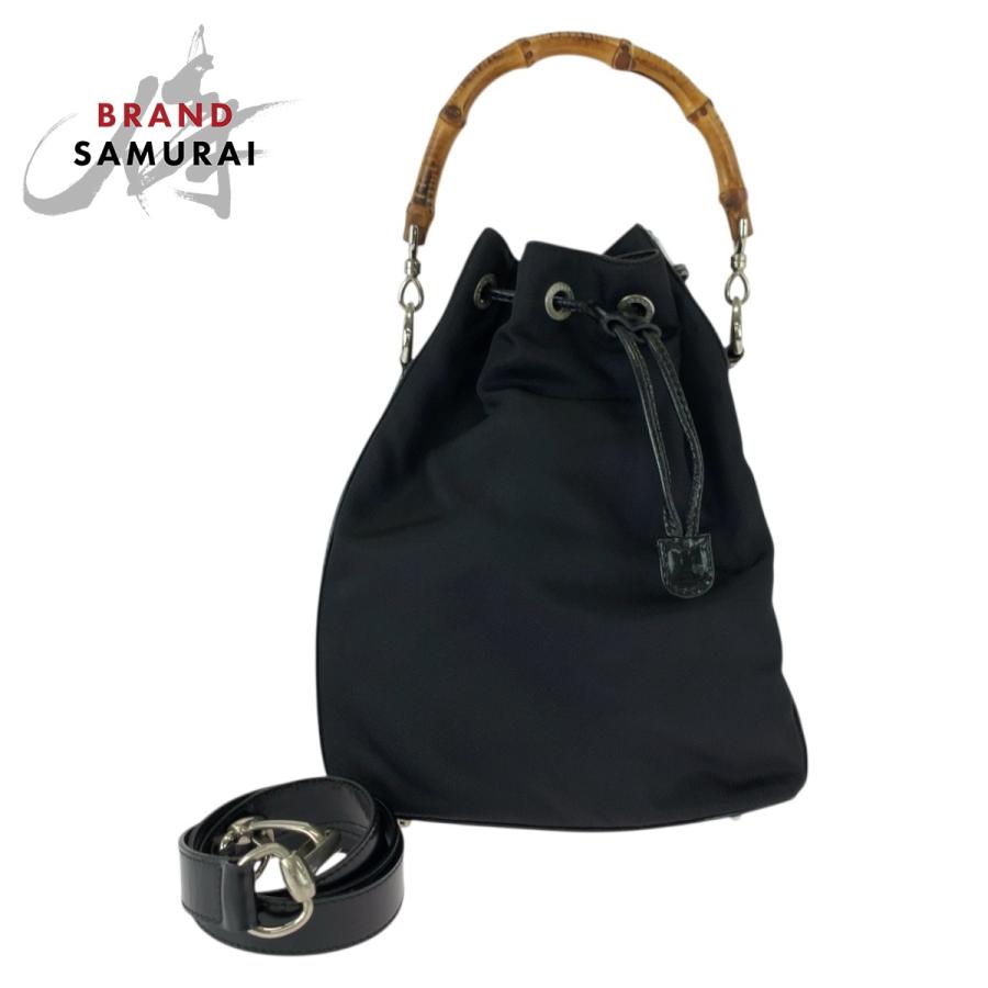 GUCCI（グッチ） 美品 バンブー ブラック 黒 ブラウン ナイロン