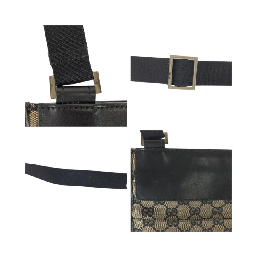 GUCCI グッチ ベージュ グレー シルバー金具 GGキャンバス/レザー 019 0348 ショルダーバッグ ポシェット レディース 505422