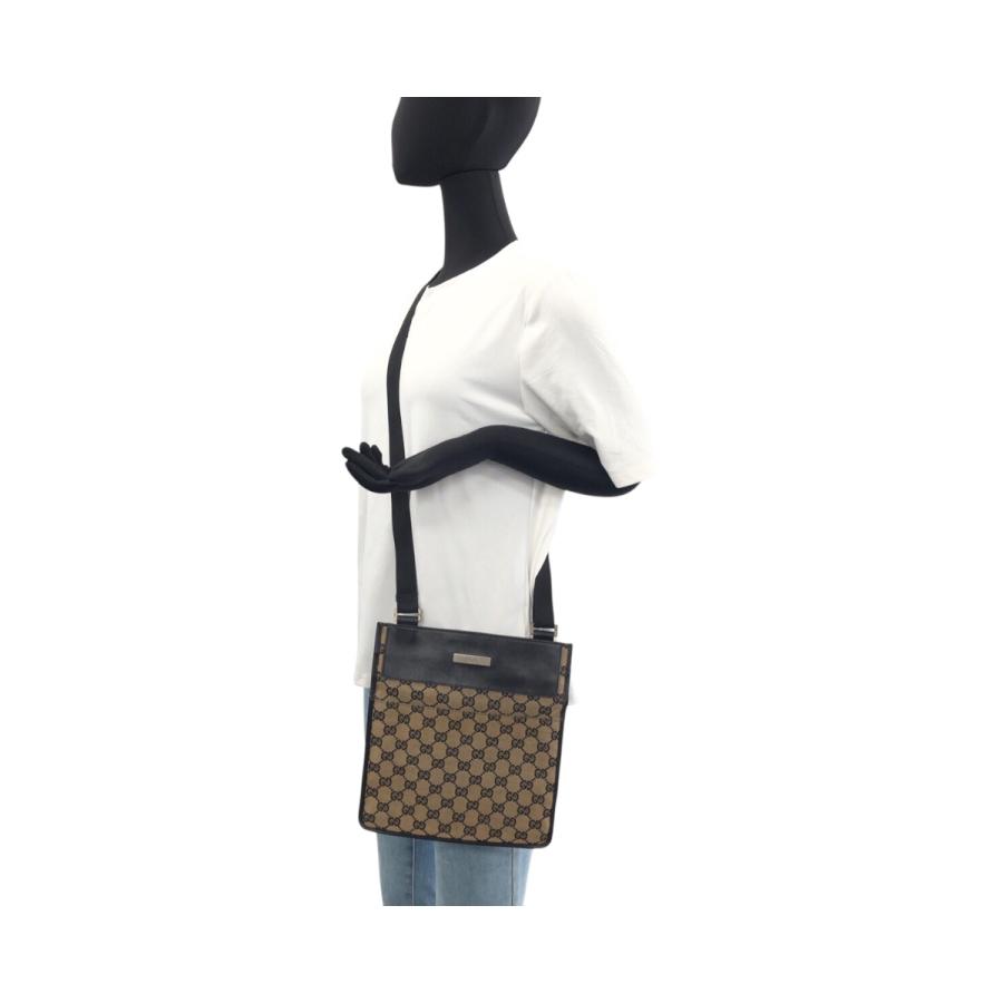 GUCCI グッチ ベージュ グレー シルバー金具 GGキャンバス/レザー 019 0348 ショルダーバッグ ポシェット レディース 505422
