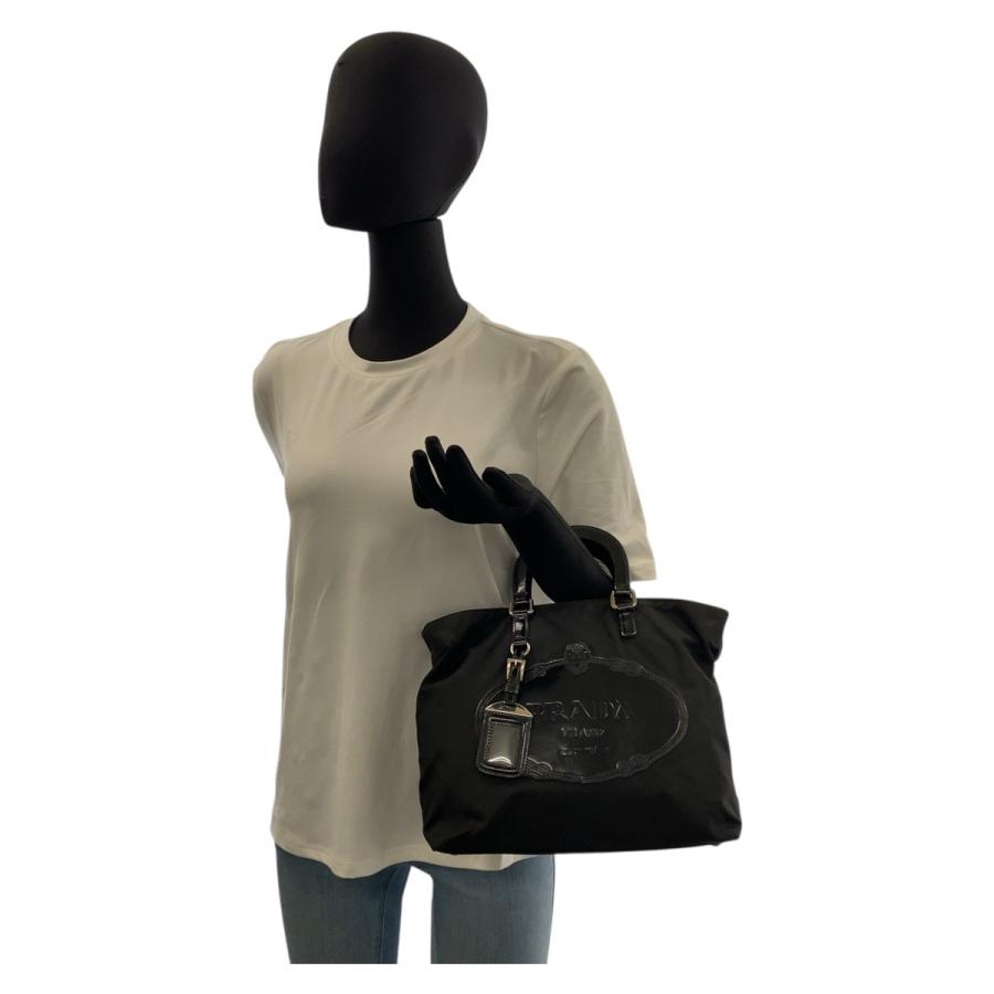 PRADA プラダ テスート ロゴ ブラック 黒 シルバー金具 ナイロン トートバッグ ハンドバッグ レディース 505451 | PRADA | 06