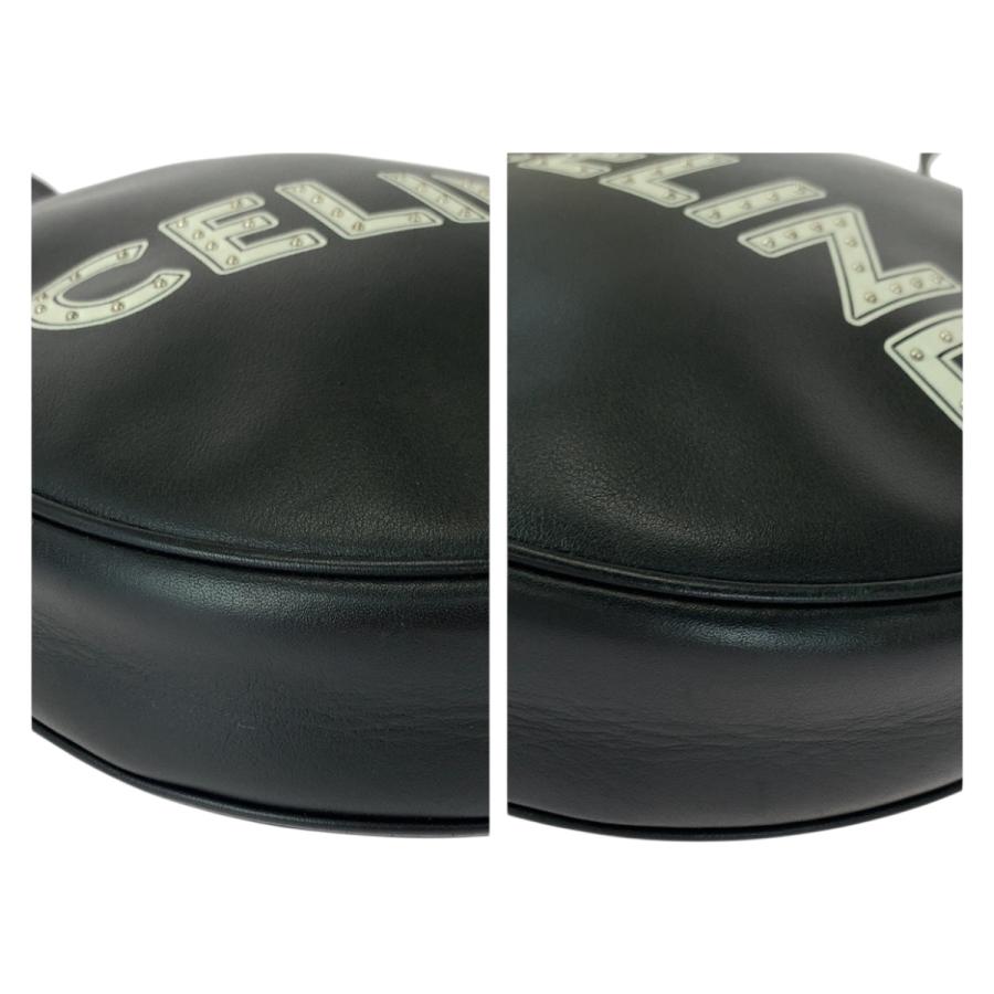 美品 CELINE セリーヌ ダンシングキッド ロゴスタッズ ブラック 黒 ホワイト シルバー金具 レザー 195883DDJ.38SI ショルダーバッグ 505462_2
