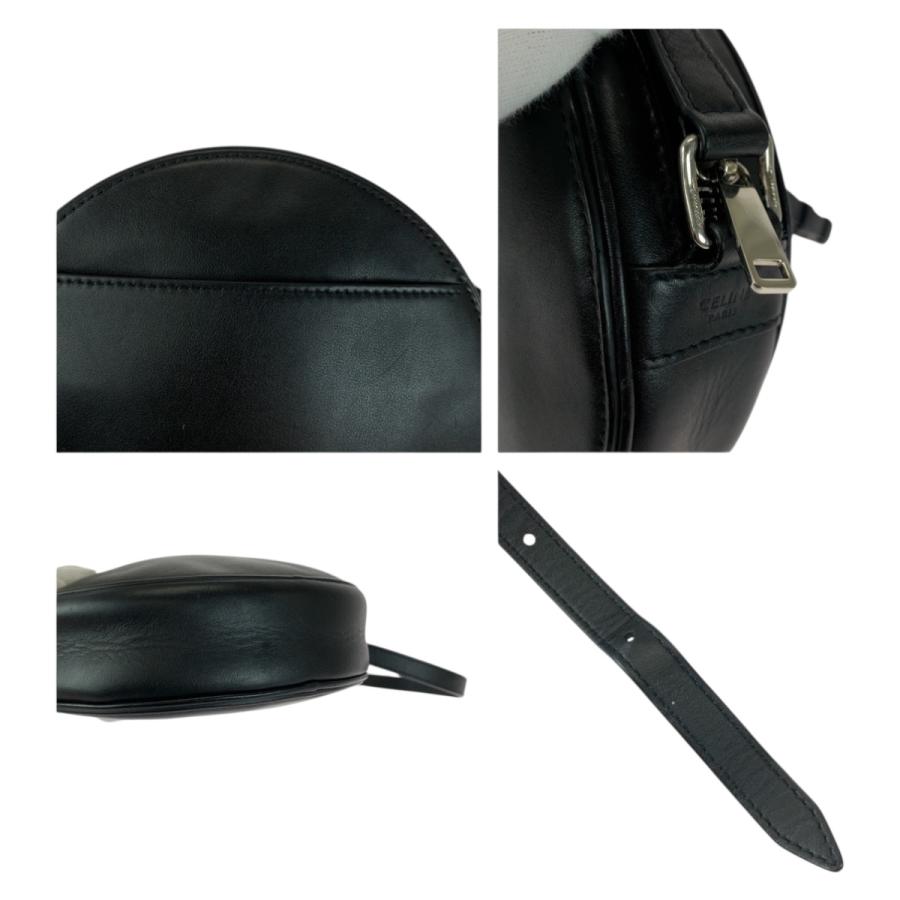 美品 CELINE セリーヌ ダンシングキッド ロゴスタッズ ブラック 黒 ホワイト シルバー金具 レザー 195883DDJ.38SI ショルダーバッグ 505462_4
