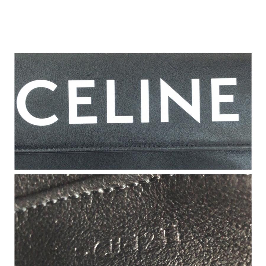 美品 CELINE セリーヌ トライアングル ロゴ ブラック 黒 ホワイト レザー 195903DCS ショルダーバッグ ポシェット レディース 505463_4
