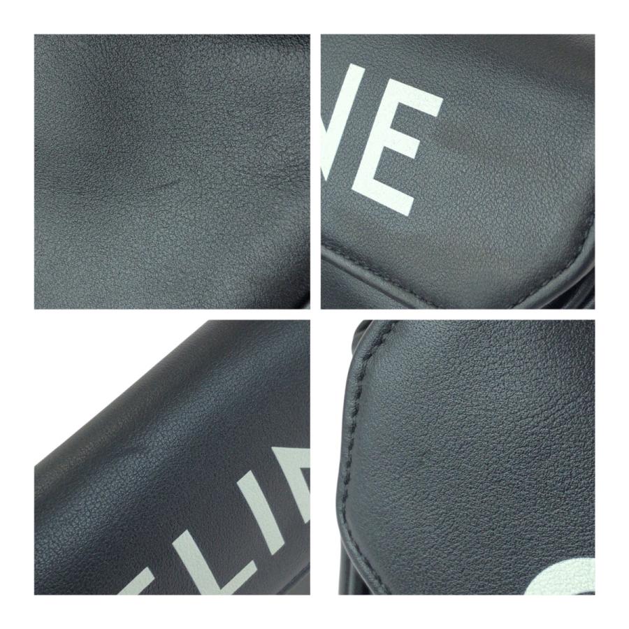 美品 CELINE セリーヌ トライアングル ロゴ ブラック 黒 ホワイト レザー 195903DCS ショルダーバッグ ポシェット レディース 505463_5
