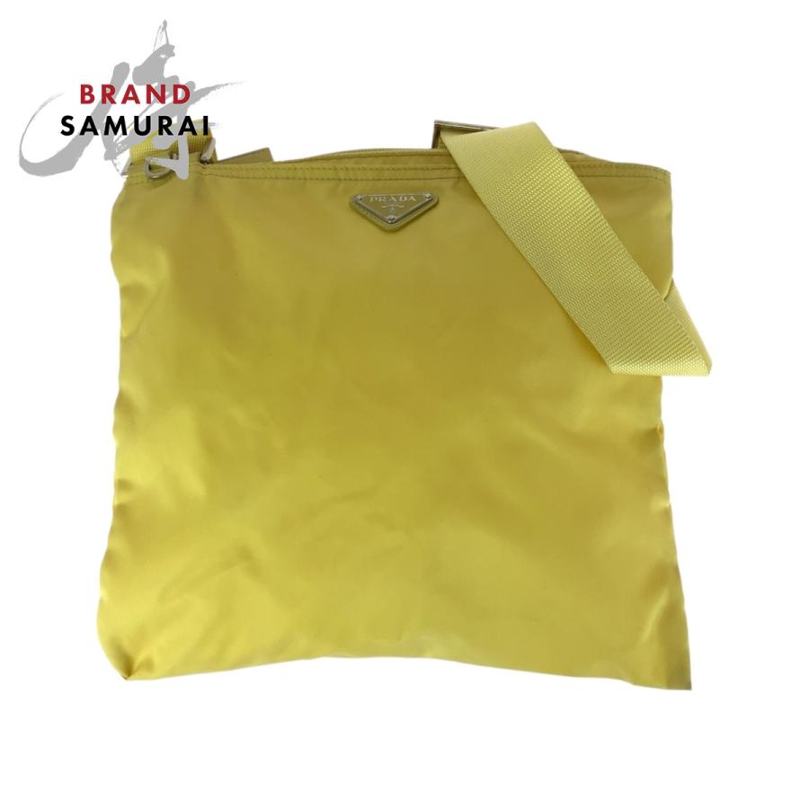 PRADA プラダ　ショルダーバッグ　三角ロゴプレート　シルバー金具テスート 美品】PRADA プラダ ハンドバッグ 三角ロゴプレート シルバー