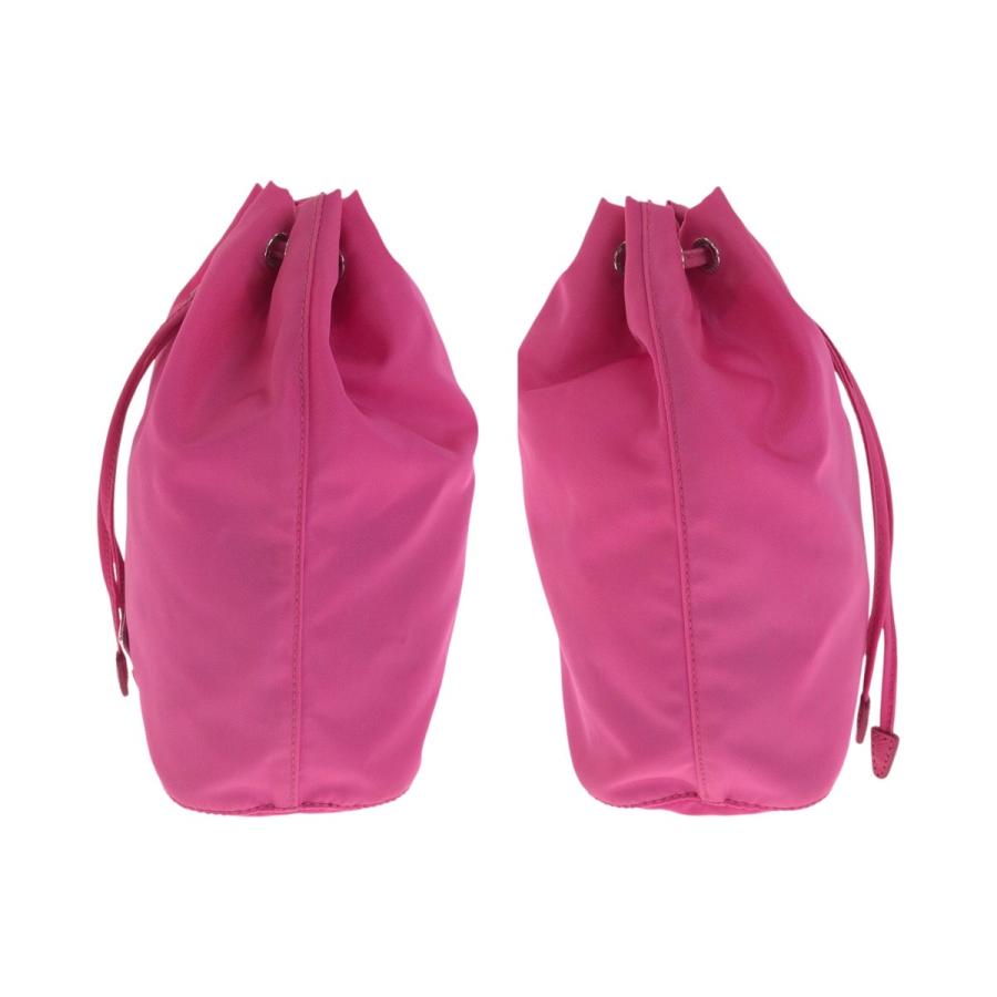 美品 PRADA プラダ テスート 三角ロゴプレート ピンク シルバー金具 ナイロン 1NE369  ポーチ 巾着 レディース 505474 | PRADA | 06