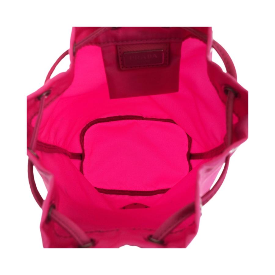 美品 PRADA プラダ テスート 三角ロゴプレート ピンク シルバー金具 ナイロン 1NE369 ポーチ 巾着 レディース 505474_7