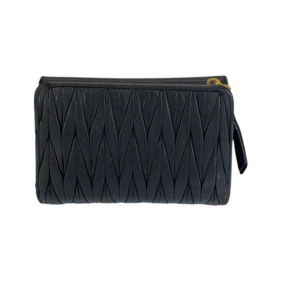 MIUMIU ミュウミュウ マテラッセ ブラック 黒 ゴールド金具 レザー 折り財布 コンパクトウォレット レディース 505503 | miu miu | 01