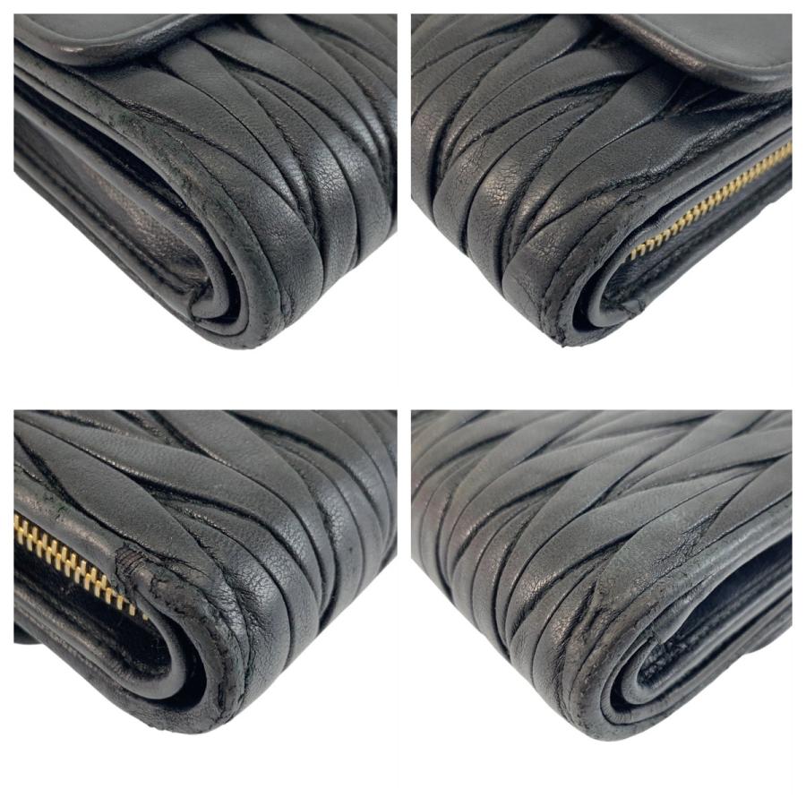 MIUMIU ミュウミュウ マテラッセ ブラック 黒 ゴールド金具 レザー 折り財布 コンパクトウォレット レディース 505503 | miu miu | 02