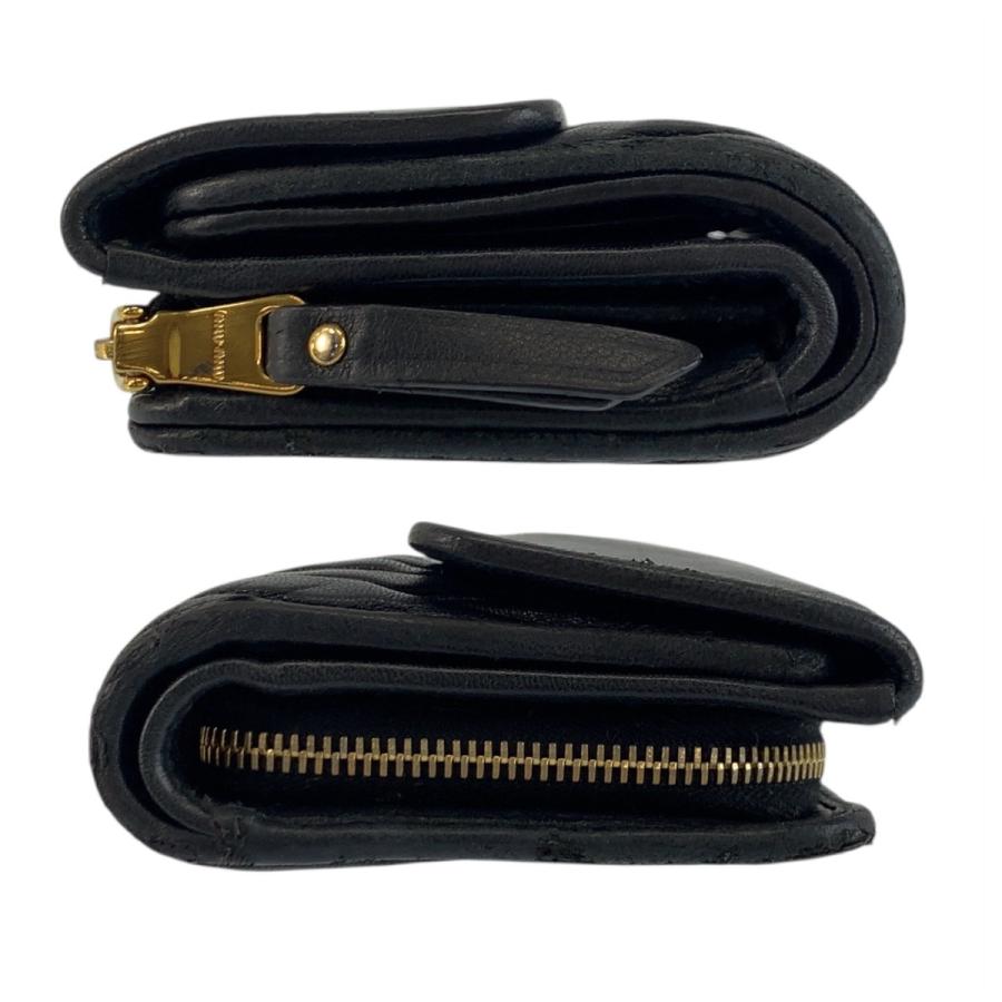 MIUMIU ミュウミュウ マテラッセ ブラック 黒 ゴールド金具 レザー 折り財布 コンパクトウォレット レディース 505503 | miu miu | 04