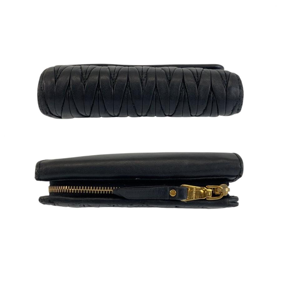 MIUMIU ミュウミュウ マテラッセ ブラック 黒 ゴールド金具 レザー 折り財布 コンパクトウォレット レディース 505503 | miu miu | 05